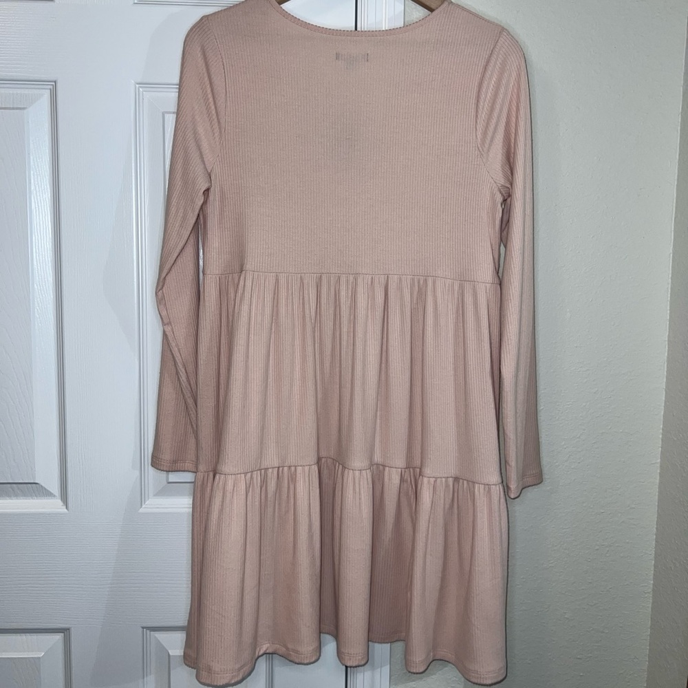 Target Wild Fable Women’s Peach Eggshell Babydoll Tiered Long Sleeve Dress